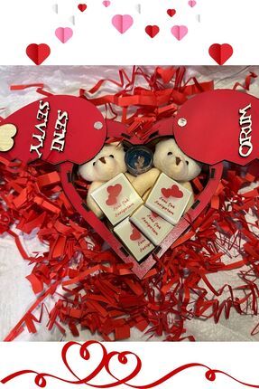 14 Şubat Sevgililer Günü Hediyesi Sevgiliye Hediye Sevgili Kombini Kırmızı Ahşap Kutuda Çikolatalar