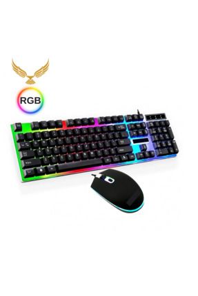 Lord 2in1 Rgb Işıklı Oyuncu Klavye Işıklı Klavye Mause Set 2in1 Gaming Mouse Seti Mause CT-RGB-22