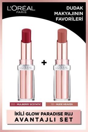 Glow Paradise Balm-in-lipstick Işıltı Veren Ruj 2li Set - 353 Mulberry Ecstatic & 191 Nude Heaven