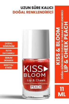Kiss & Bloom Doğal Görünümlü Dudak ve Yanak Renklendirici Lip & Cheek Peach 11 ml