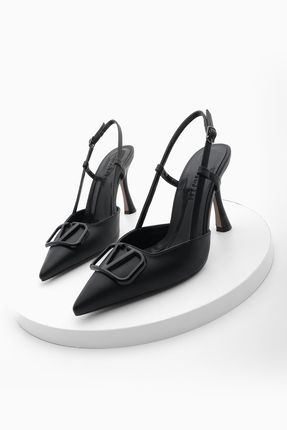 Kadın Stiletto Sivri Burun Topuklu Ayakkabı Pidar siyah