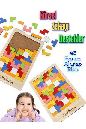 Ahşap Tetris -blok Puzzle Zeka Oyuncağı Montessori Motor Beceri Gelişimi El Beceri Oyuncağı