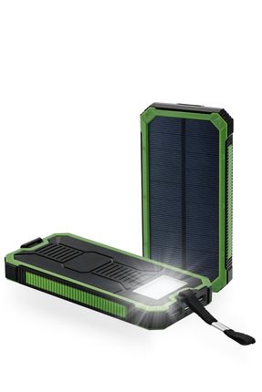 Güneş Enerjili Solar Powerbank 10000mah Led Işıklı Taşınabilir Şarj Cihazı Yeşil