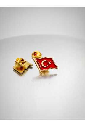 Türk Bayrağı Gold Yaka Rozeti