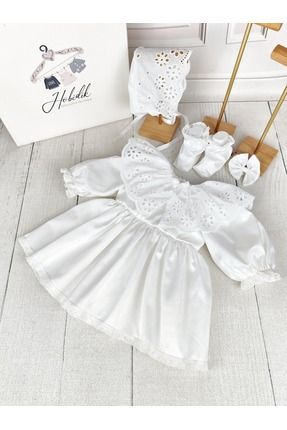 Bebek Kırık Beyaz Papatya Pelerin Elbise Set