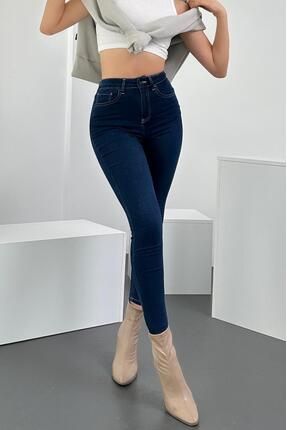 Kadın Süper Skinny Fit Esnek Likralı Yüksek Bel Denim Jean Kot Pantolon Hltjennie-blue Black-a
