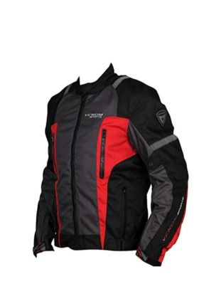 Air Racing Motorcu Ceketi 4 Mevsim Kırmızı Siyah Mont