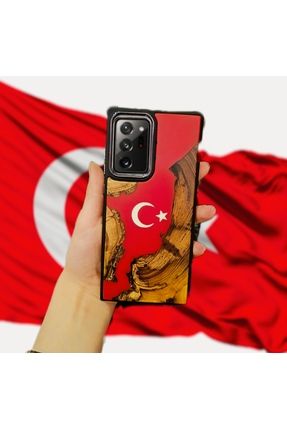Note 20 ultra uyumlu telefon kılıfı türk bayrağı resimli epoksi dökümlü tahta yapıli eşi benzeri yok
