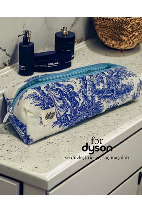 Dyson Uyumlu Tüm Parçalar Için Çanta Düzleştirici Saç Maşası Çantası Büyük Makyaj Çanta Mavi