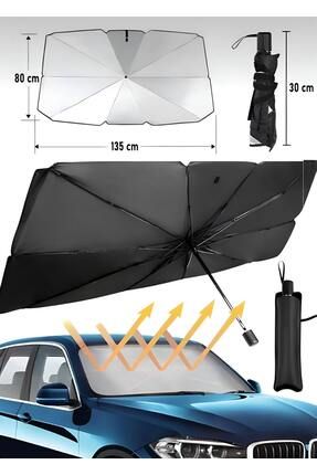 Tüm Araçlar Için Katlanabilir Şemsiye Araba Ön Cam Güneşlik/ Araç Içi Esnek Şemsiye Gölgelik