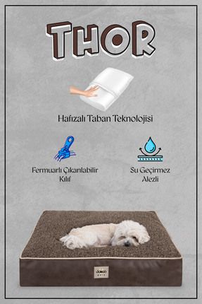 Thor, Visco Süngerli, %100 Su Geçirmez Alezli, Ultra Yumuşak Kedi Ve Köpek Yatağı