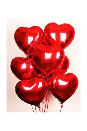 Folyo Kalpli Uçan Kalp Balon 5 Adet 45 Cm Kırmızı Romantik Evlilik Teklifi
