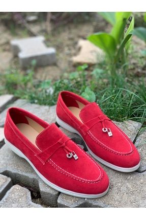 Erkek Kırmızı Süet Loafer Ayakkabı,Klasik Ayakkabı,Yazlık Ayakkabı
