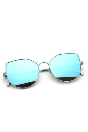 UV400 Korumalı Cat Eyes Parlak Mavi Aynalı Kadın Snowboard/Kayak Gözlüğü