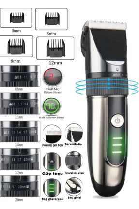 1012 Profesyonel Seramik Dişli Saç Sakal Ense Düzeltme Tıraş Makinesi Kuaför Tercihi Usb Şarjlı