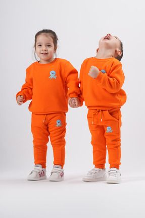 Unisex Turuncu Bebek-Çocuk Eşofman Takımı