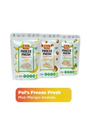 Freeze Fresh Tropikal Seri Ananas 20 G, Mango 20 G, Muz 20 G Freeze Dry Dondurularak Kurutulmu
