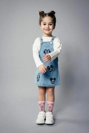 Kız Bebek Disney Mickey Minnie Jean Salopet Elbise B8184a524sp