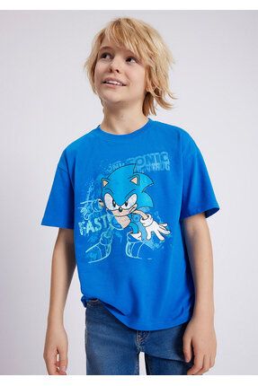 Sonic Baskılı Mavi Tişört Regular Fit / Normal Kesim 6610159-70913