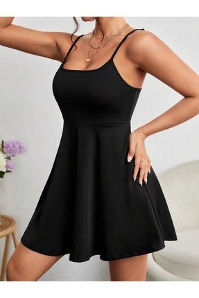 Kadın Siyah Tek Parça Askılı Gecelik Elbise
