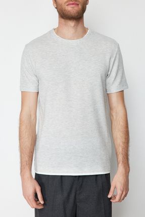 TRENDYOL MAN Kahverengi Regular Normal Kesim 100 Pamuklu Dokulu Basic T Shirt TMNSS24TS00132