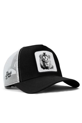 V1 Trucker Aslan - 4bs Kod Logolu Unisex Siyah-beyaz Şapka (CAP)