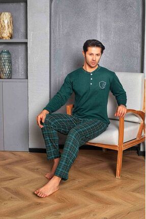 Altı Ekoseli Uzun Kollu Erkek Pijama Takımı