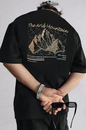 Erkek Arid Mountain Siyah Oversize Salas Boyfriend T-Shirt
