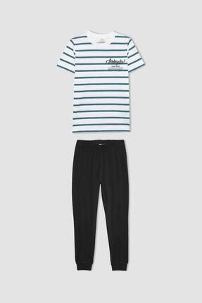 Erkek Çocuk Çizgili Kısa Kollu Pijama Takımı B5545a824sp