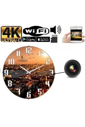 Duvar Saati Gizli Wifi Kamera 4k Canlı Izleme Ve Kayıt