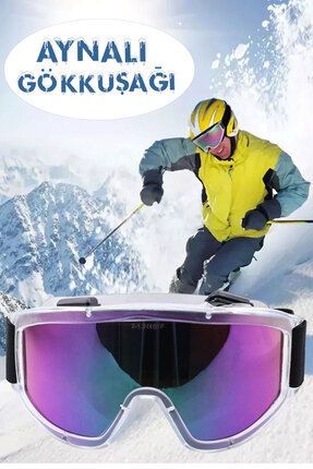 Kayak Gözlüğü Aynalı Gökkuşağı Ventilli Güneş Kar Koruyucu Gözlük UV Korumalı Snowboard Glasses G.