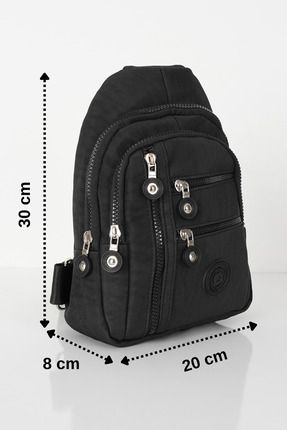 Unisex Siyah Çapraz Askılı Çanta Göğüs Çanta Çok Bölmeli Günlük Omuz Çanta Bodybag