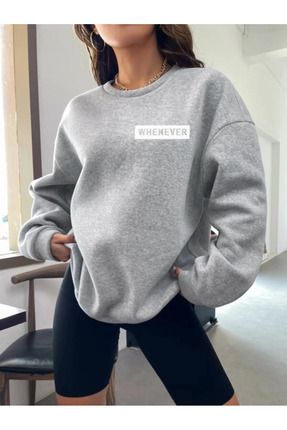 Sweatshirt Baskılı Bisiklet Yaka