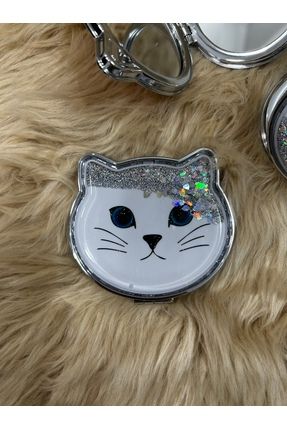 Kedi Cep Aynası Makyaj Aynası Sulu Simli Hediyelik