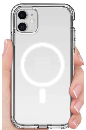 Iphone 11 (12 Görünümlü) Uyumlu MAGSAFE Özellikli Darbe Önleyici Şeffaf Silikon Kılıf