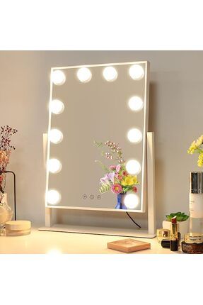 Ayna Dokunmatik Led Işıklı Masa Üstü Makyaj Aynası Ledli Kozmetik Ayna