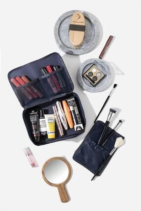 4 Bölmeli Makyaj Çantası Kozmetik Makyaj Bavul Seti | Bakım Seyahat Makyaj Kozmetik Organizer Çanta