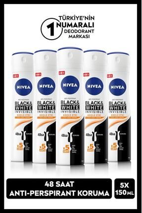 MEN Erkek Sprey Deodorant Black&White Invisible Güçlü Etki150mlx5adet,48 Saat Anti-Perspirant Koruma