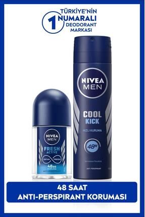 Men Erkek Sprey Deodorant Cool Kick Fresh 150ml Ve Mini Roll-on Fresh Active 25ml