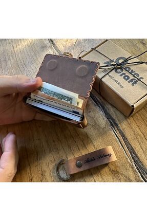 VİKİNG Serisi Kişiye Özel Mıklatıslı Hakiki Deri El Yapımı Vintage Mini Cüzdan Ve Kartlık