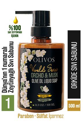 Vivaldi Serisi %100 Doğal Orkide Kokulu Zeytinyağlı Sıvı El Sabun Nemlendirici Bitkisel 500 ml