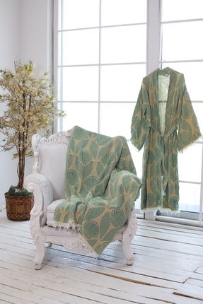 Jakarlı Premium Kalite %100 Pamuk Kimono Kuşaklı Peştemal Bornoz Plaj Kıyafeti Sabahlık
