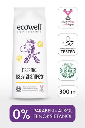 Bebek Ve Çocuk Saç & Vücut Şampuanı, Organik & Vegan Sertifikalı, Parabensiz, Konak Önleyici, 300 ml