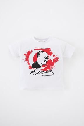 Erkek Bebek Atatürk Baskılı Kollu Tişört Z5398a223sm