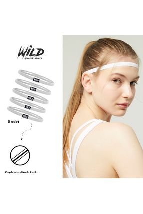 Kaydırmaz Beyaz Spor Elastik Saç Bandı Tokası Wildflex