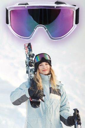Kayak Gözlüğü Aynalı Gökkuşağı Ventilli Güneş Kar Koruyucu Gözlük UV Korumalı Snowboard Glasses