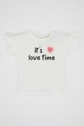 Kız Bebek Regular Fit Slogan Baskılı Kısa Kollu Tişört C2144A524SM