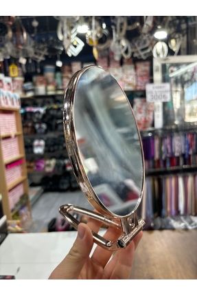 Çift Taraflı Oval Makyaj Aynası Masa Üstü Aynası Krom Ayaklı Ayna Masa Aynası El Aynası