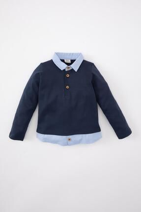 Erkek Bebek Regular Fit Gömlek Yaka Premium Uzun Kollu Tişört B9245A524SP