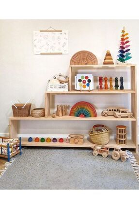 Çocuk Odası Açık Raf, Montessori yer rafı, yer kitaplığı, anaokulu raf, montessori raf